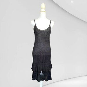 Rugby 2004 Black Lace Dress Ralph Lauren Medium 100% Linen with Silk